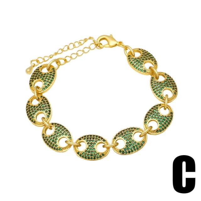 Luxury chunky gold plated copper coffee bean bracelet bangle