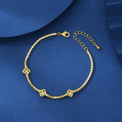 Delicate diamond clover tennis chain women bracelet