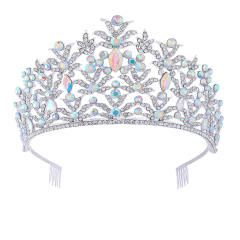 Gorgeous AB color crystal bridal hair crown with hair comb
