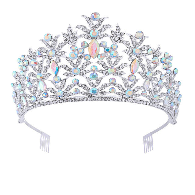 Gorgeous AB color crystal bridal hair crown with hair comb