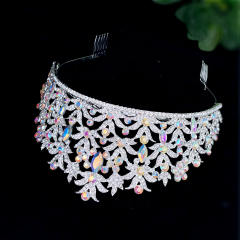 Gorgeous AB color crystal bridal hair crown with hair comb