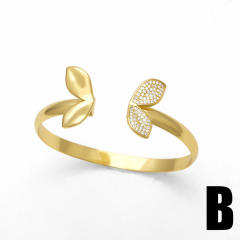 Luxury chunky gold plated copper coffee bean bracelet bangle