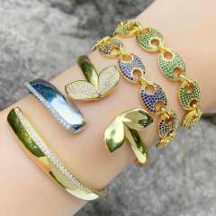 Luxury chunky gold plated copper coffee bean bracelet bangle