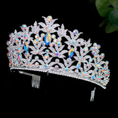 Gorgeous AB color crystal bridal hair crown with hair comb