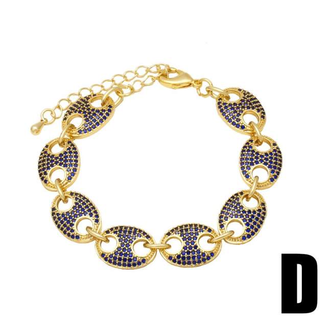 Luxury chunky gold plated copper coffee bean bracelet bangle
