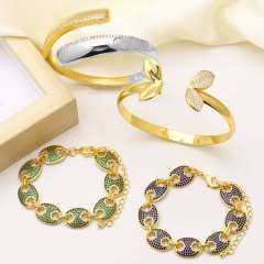 Luxury chunky gold plated copper coffee bean bracelet bangle