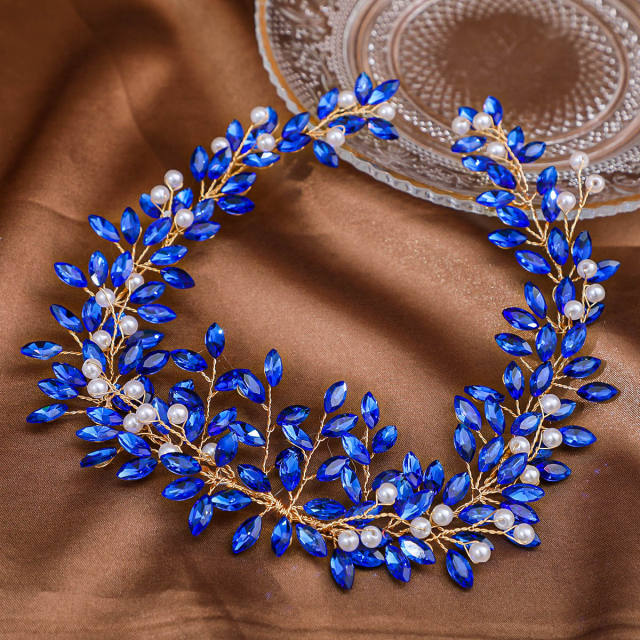 Delicate colorful rhinestone luxury wedding hair vines