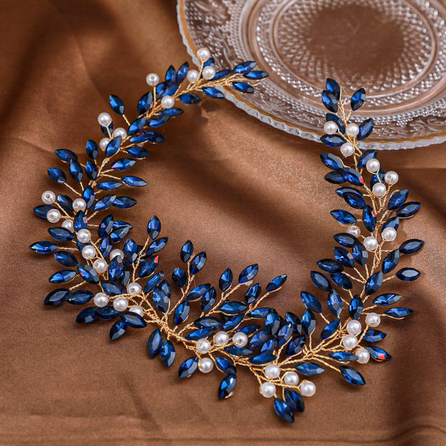 Delicate colorful rhinestone luxury wedding hair vines