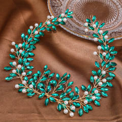 Delicate colorful rhinestone luxury wedding hair vines