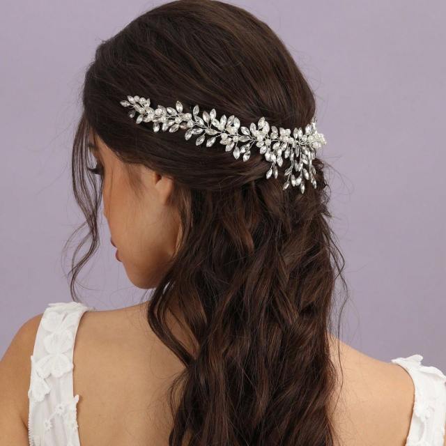 Delicate colorful rhinestone luxury wedding hair vines