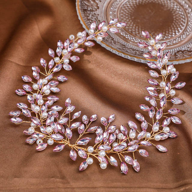 Delicate colorful rhinestone luxury wedding hair vines