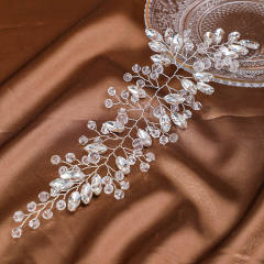 Delicate wedding party colorful rhinestone handmade hair vines