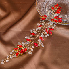 Delicate wedding party colorful rhinestone handmade hair vines