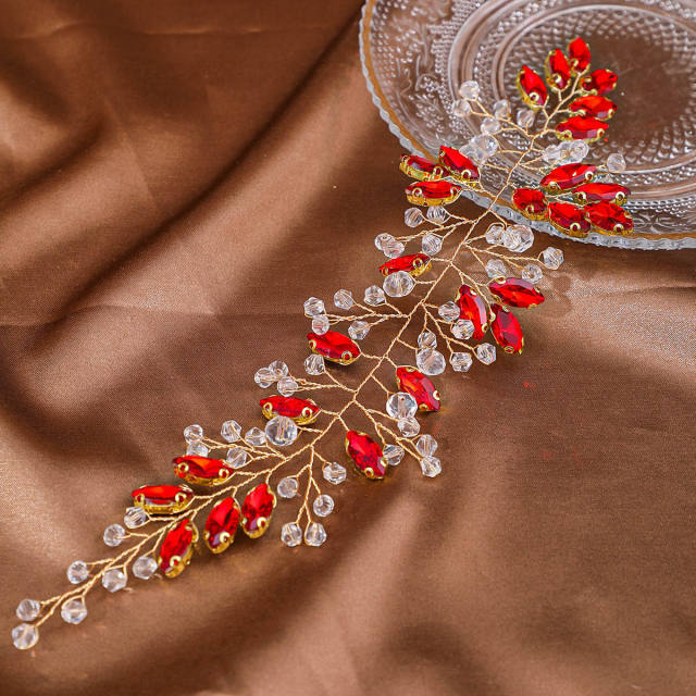 Delicate wedding party colorful rhinestone handmade hair vines