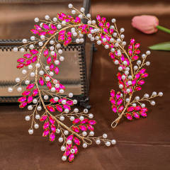 Hot sale popular delicate colorful rhinestone wedding hair vines
