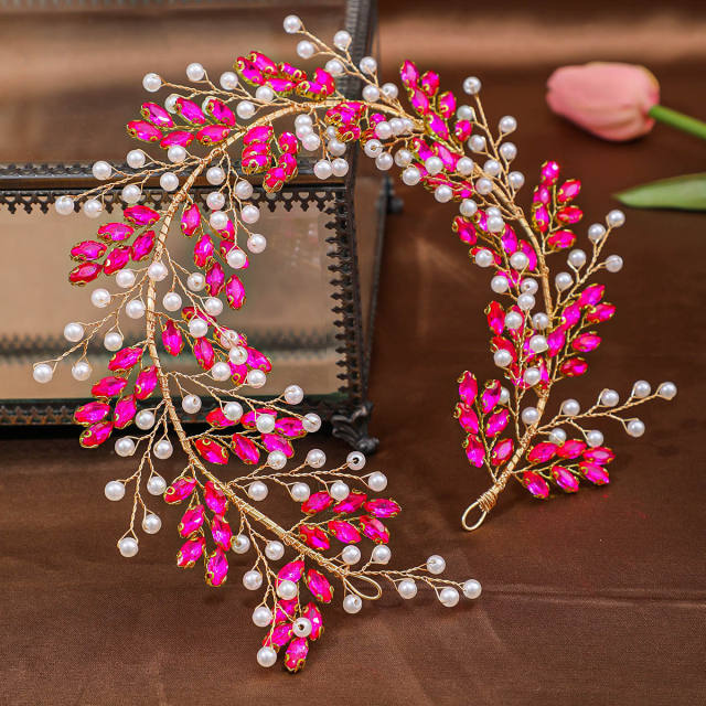 Hot sale popular delicate colorful rhinestone wedding hair vines