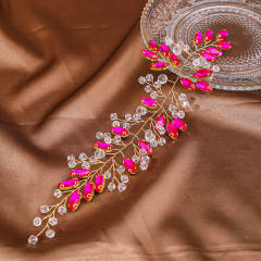 Delicate wedding party colorful rhinestone handmade hair vines