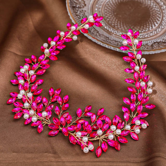 Delicate colorful rhinestone luxury wedding hair vines