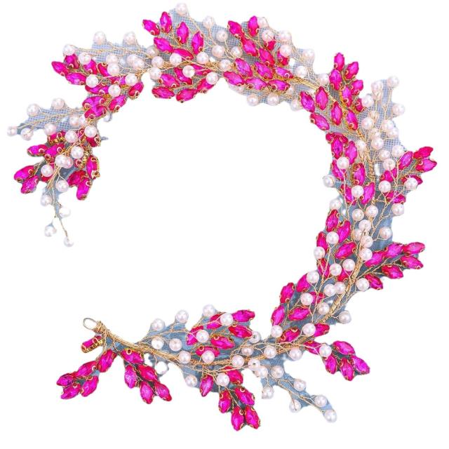 Hot sale popular delicate colorful rhinestone wedding hair vines