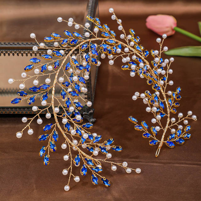 Hot sale popular delicate colorful rhinestone wedding hair vines
