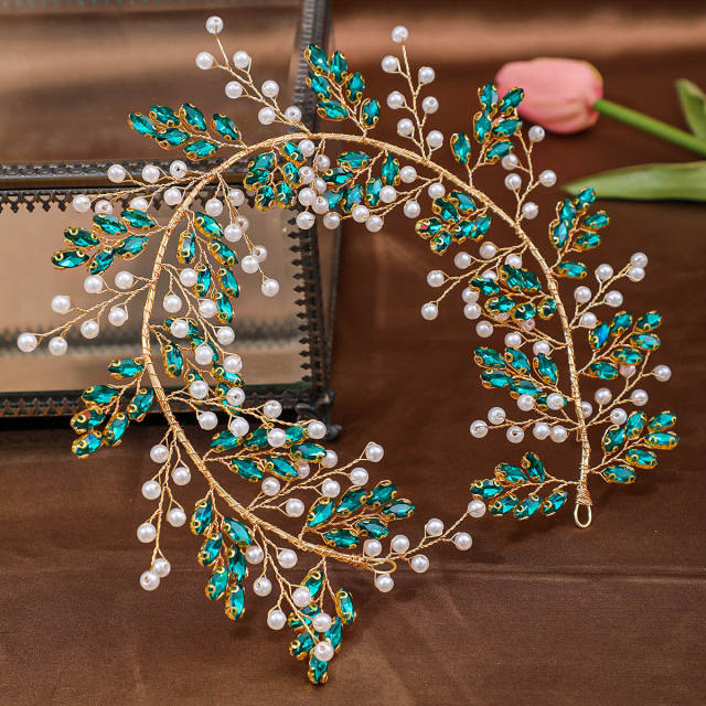 Hot sale popular delicate colorful rhinestone wedding hair vines