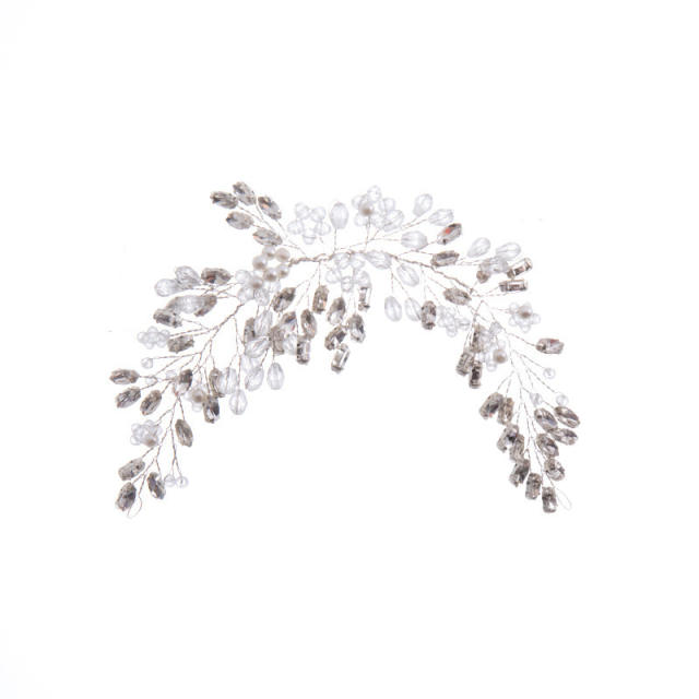 Delicate wedding party colorful rhinestone handmade hair vines