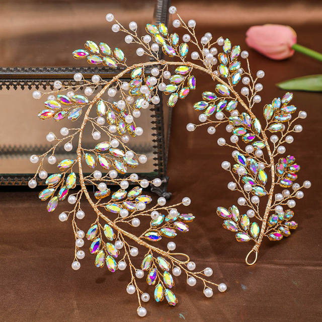 Hot sale popular delicate colorful rhinestone wedding hair vines