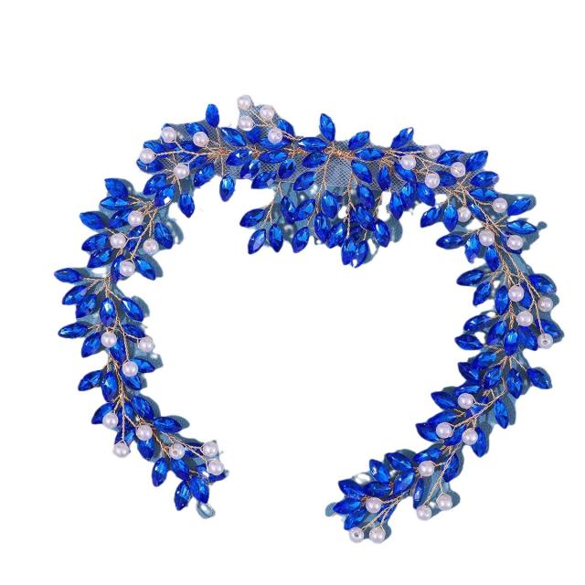 Delicate colorful rhinestone luxury wedding hair vines