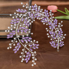 Hot sale popular delicate colorful rhinestone wedding hair vines