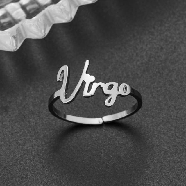 Concise zodiac stainless steel finger rings