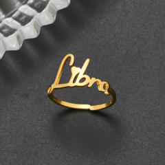 Concise zodiac stainless steel finger rings