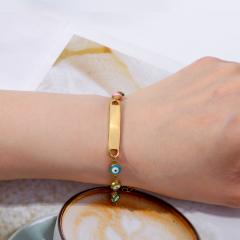 Boho colorful evil eye bead stainless steel card bracelet