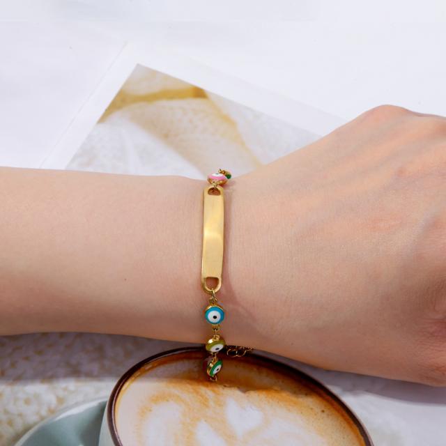 Boho colorful evil eye bead stainless steel card bracelet