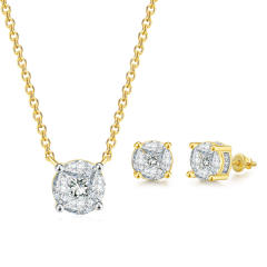 Classic easy match diamond gold plated copper necklace set