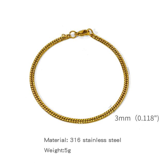 Elegant cuban link chain stainless steel bracelet for men