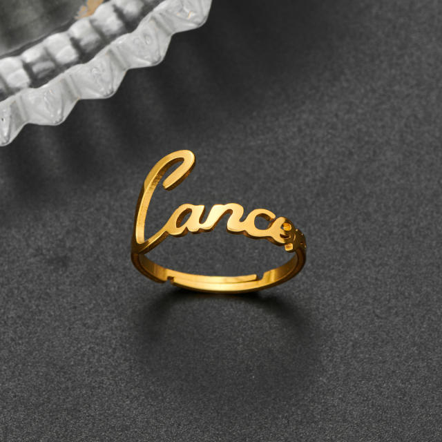Concise zodiac stainless steel finger rings