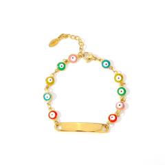 Boho colorful evil eye bead stainless steel card bracelet
