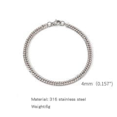 Elegant cuban link chain stainless steel bracelet for men
