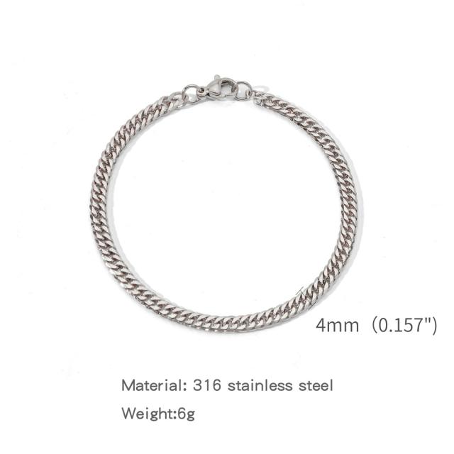 Elegant cuban link chain stainless steel bracelet for men