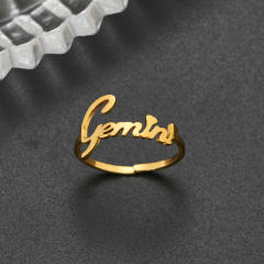 Concise zodiac stainless steel finger rings