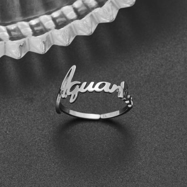 Concise zodiac stainless steel finger rings