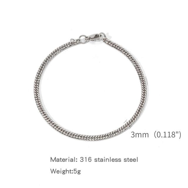 Elegant cuban link chain stainless steel bracelet for men