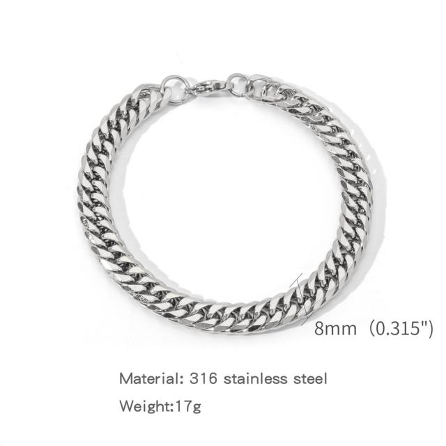 Elegant cuban link chain stainless steel bracelet for men