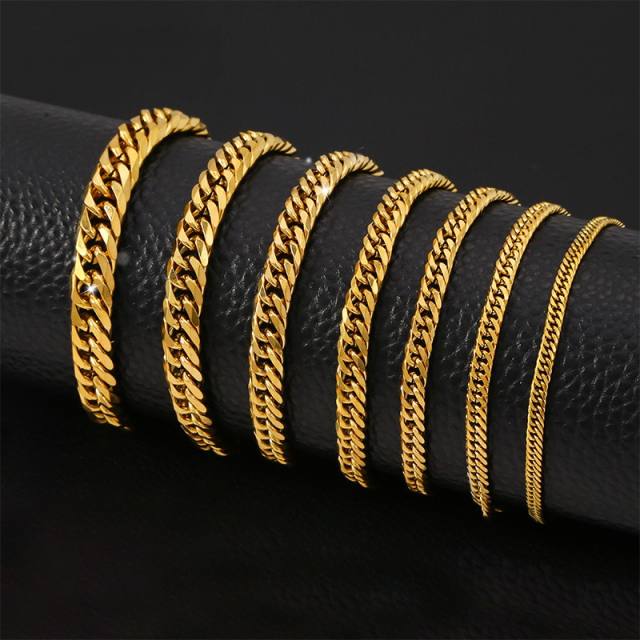 Elegant cuban link chain stainless steel bracelet for men