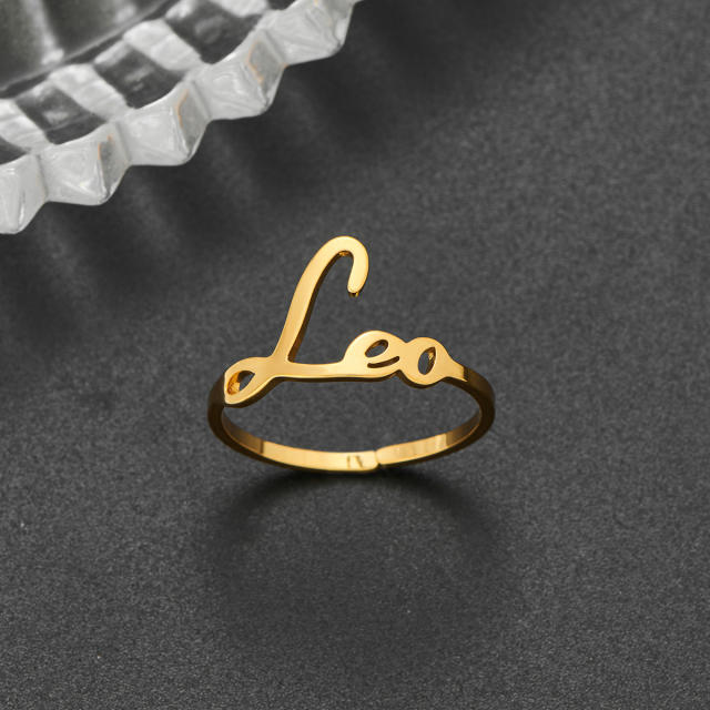 Concise zodiac stainless steel finger rings