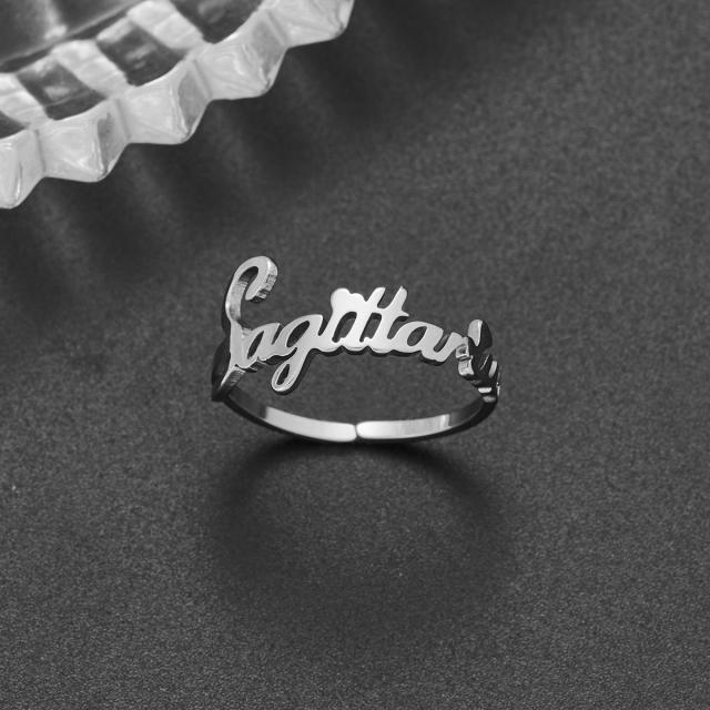Concise zodiac stainless steel finger rings