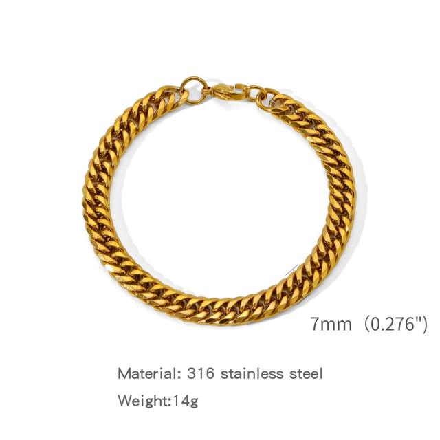 Elegant cuban link chain stainless steel bracelet for men