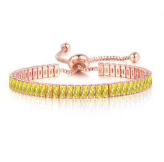 Delicate colorful cubic zircon tennis chain bracelet gold plated copper diamond necklace set