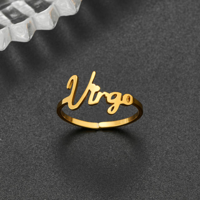 Concise zodiac stainless steel finger rings