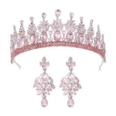 Baroque colorful rhinestone statement crown earrings set
